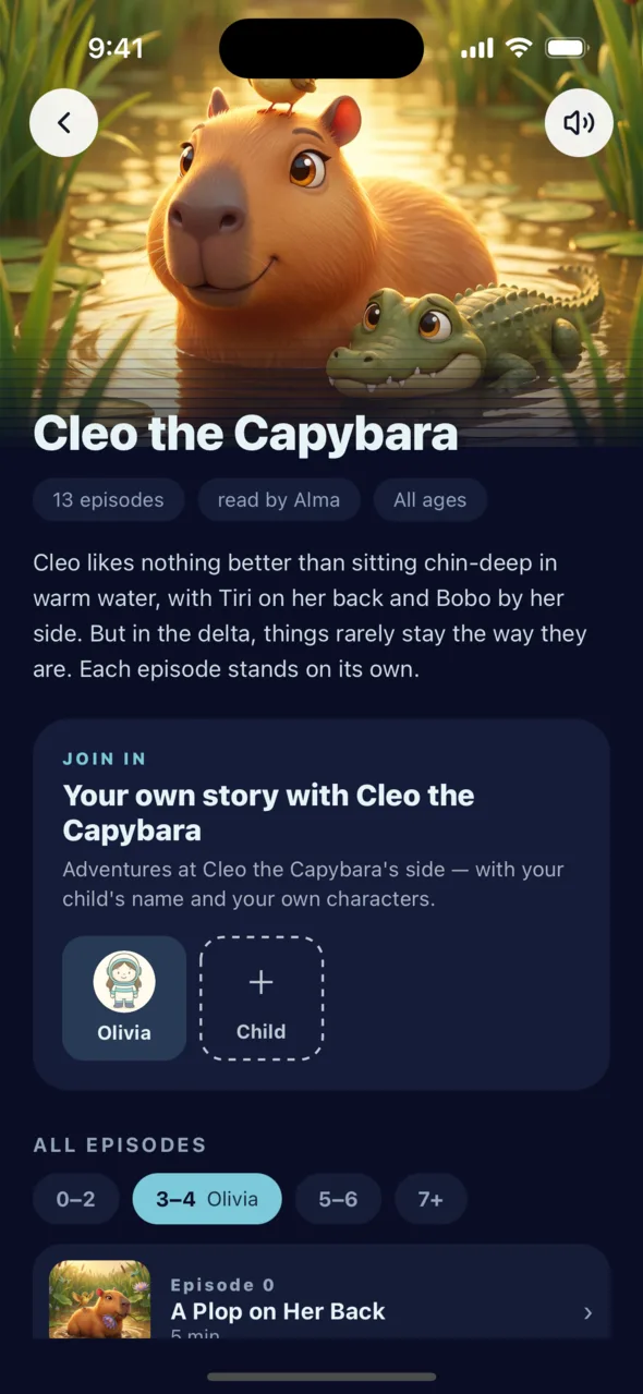 The Poquito app: the series “Cleo the Capybara”